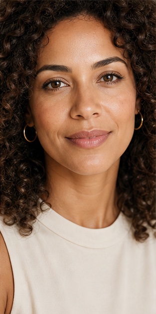 Retrato feminino natural em luz suave